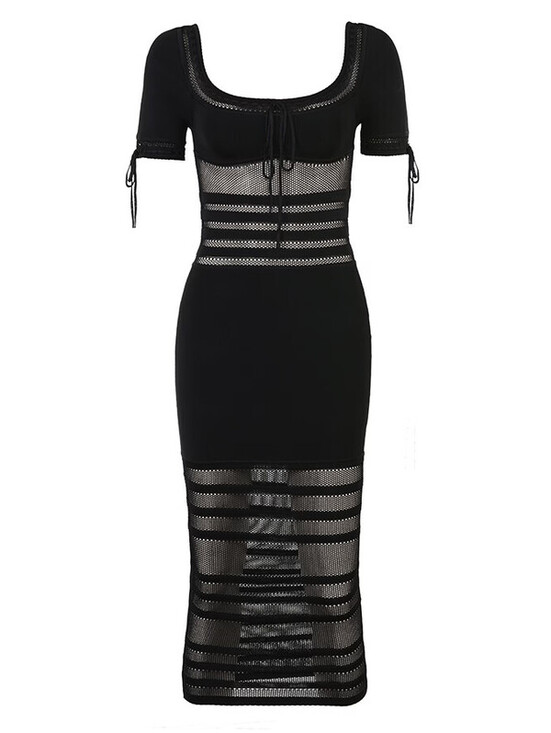 HOUSE OF CB Dresses & Skirts - NEW, House of CB Lilla Openwork Knit Midi Dress in Black Sz XS #MD2223